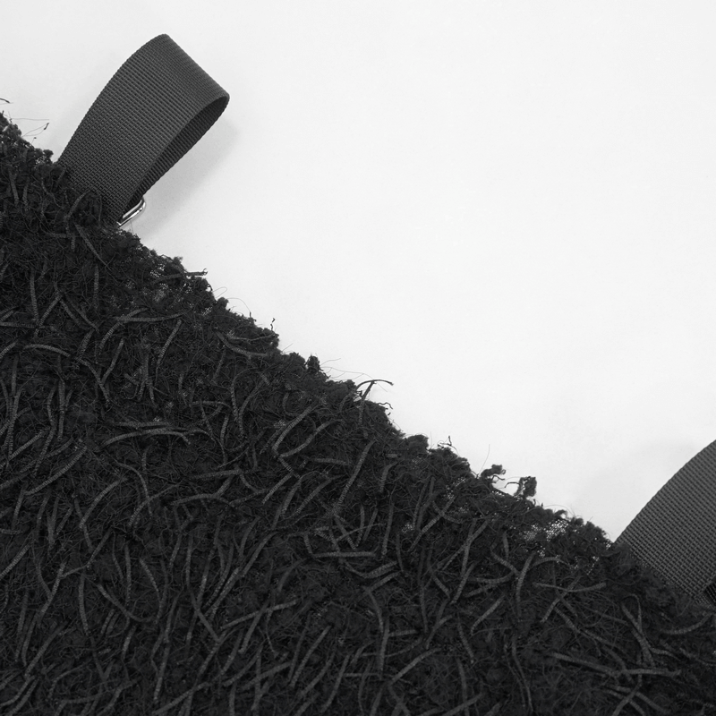 Black Fluffy Off Shoulder Irregular Sweater for Women / Punk Clothes