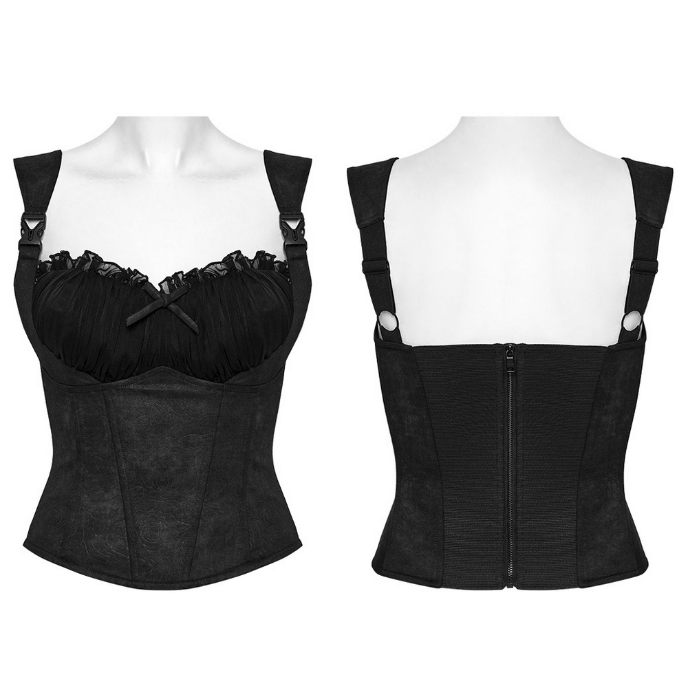 Black Goth Corset Cami with Adjustable Straps and Zipper