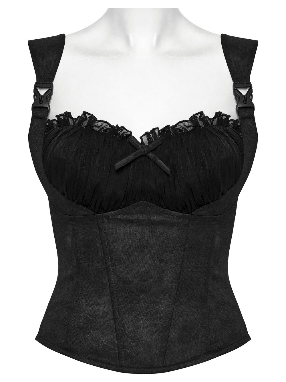 Black Goth Corset Cami with Adjustable Straps and Zipper