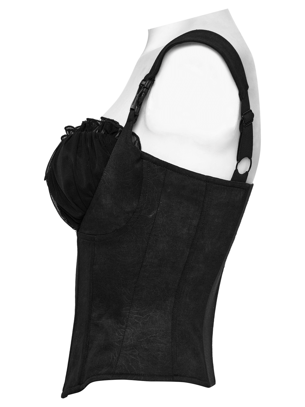 Black Goth Corset Cami with Adjustable Straps and Zipper