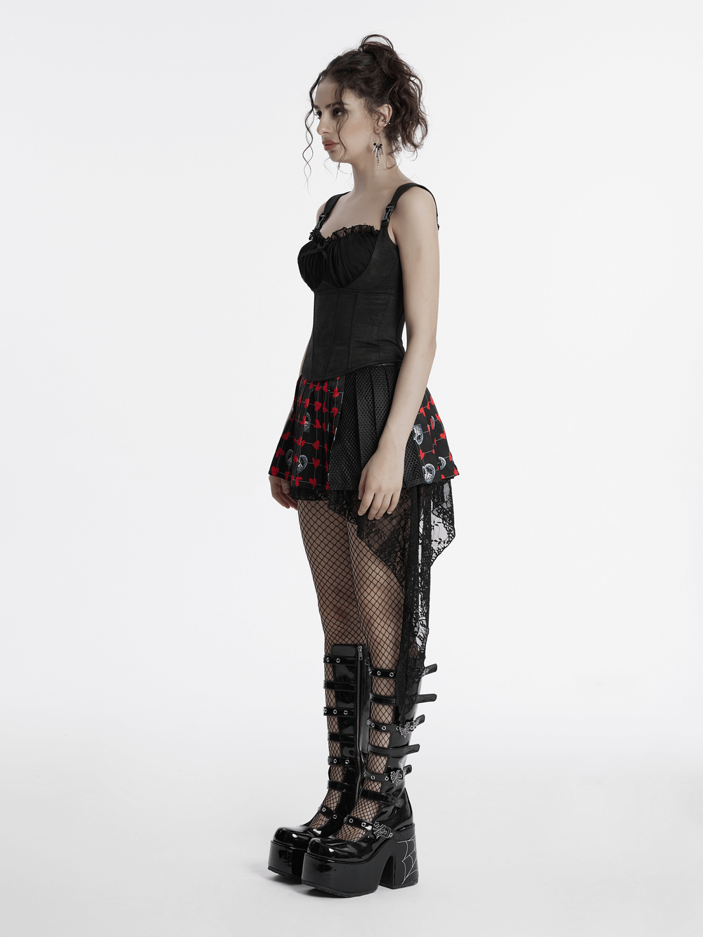 Black Goth Corset Cami with Adjustable Straps and Zipper