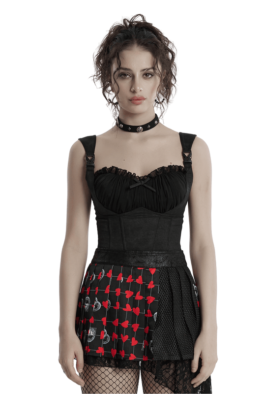 Black Goth Corset Cami with Adjustable Straps and Zipper