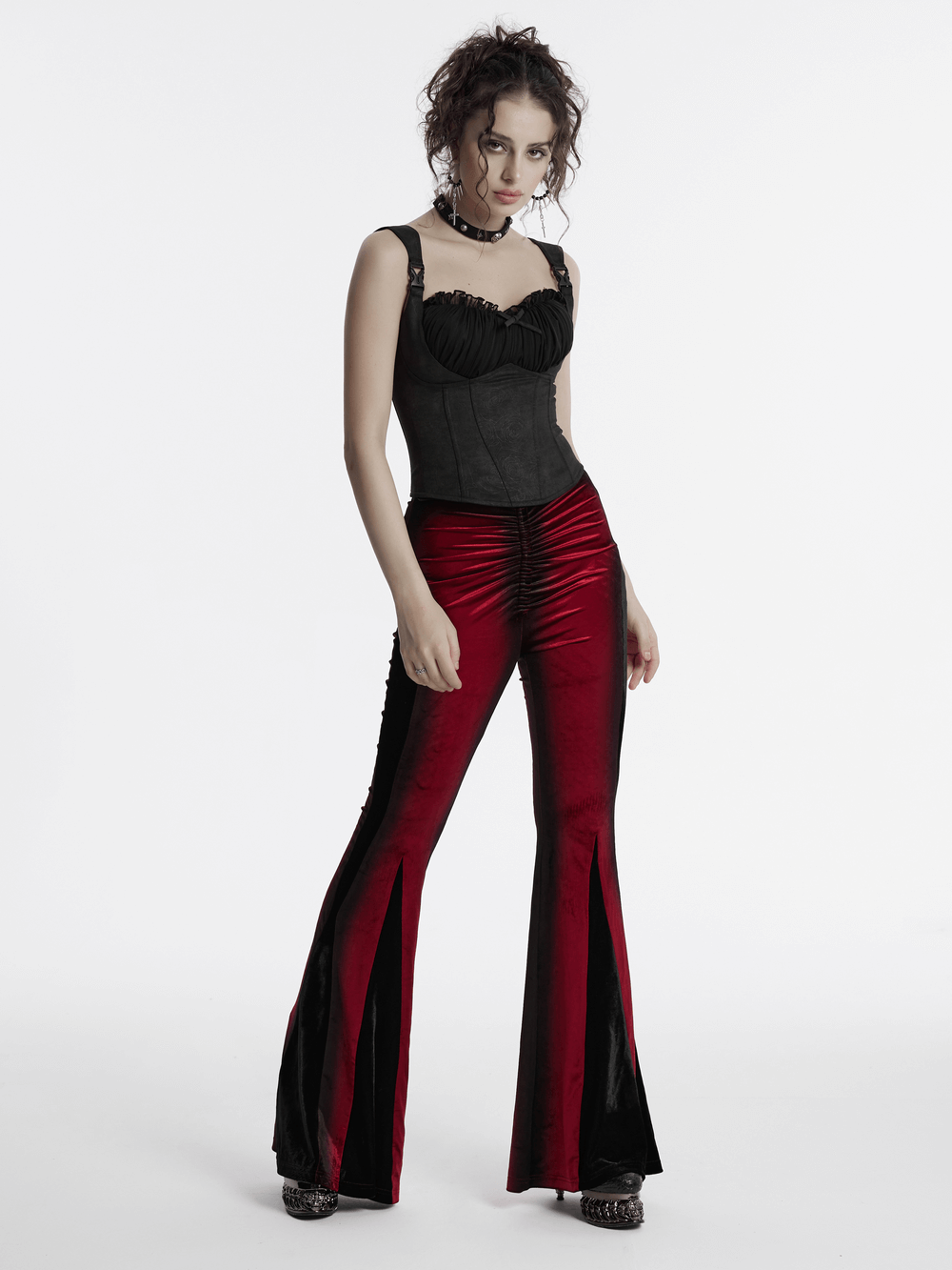 Black Goth Corset Cami with Adjustable Straps and Zipper