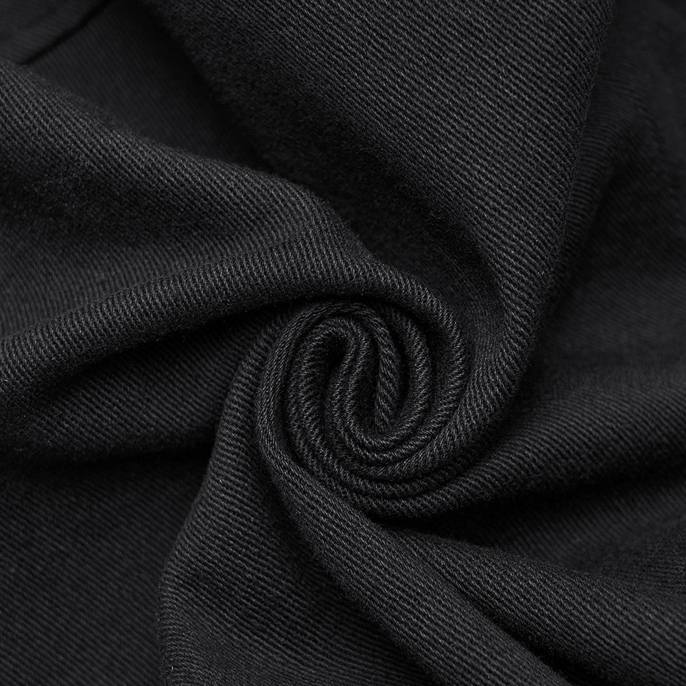 Black Goth Hooded Capelet with Zipper and Stud Details