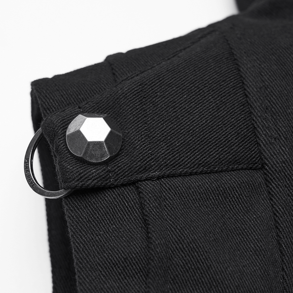 Black Goth Hooded Capelet with Zipper and Stud Details