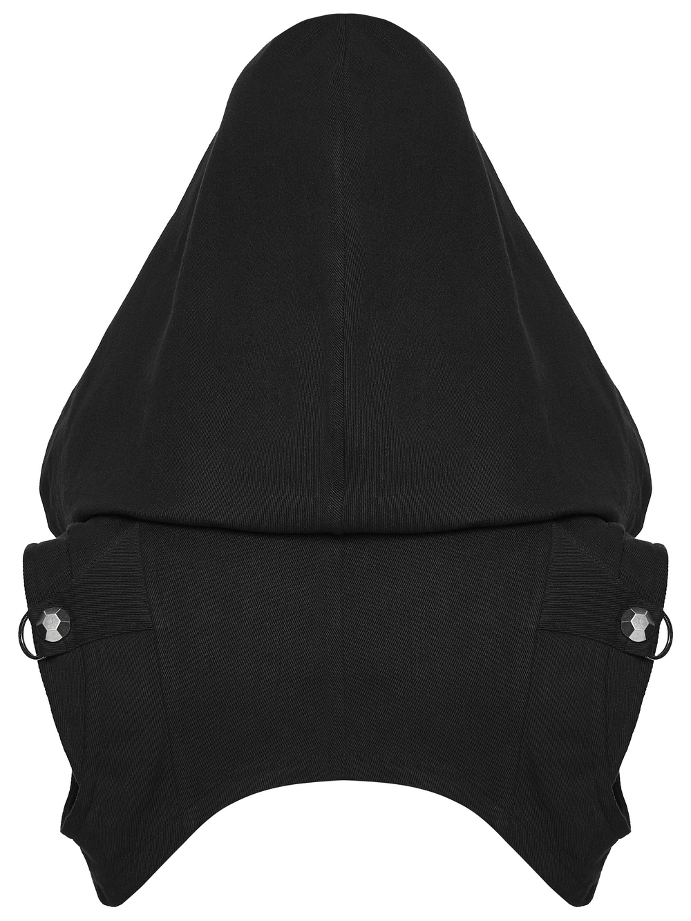 Black Goth Hooded Capelet with Zipper and Stud Details