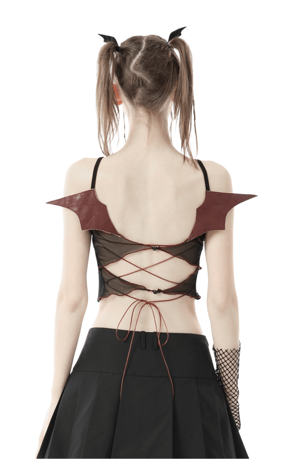 Black Gothic Batwing Crop Top - Punk Rock Style