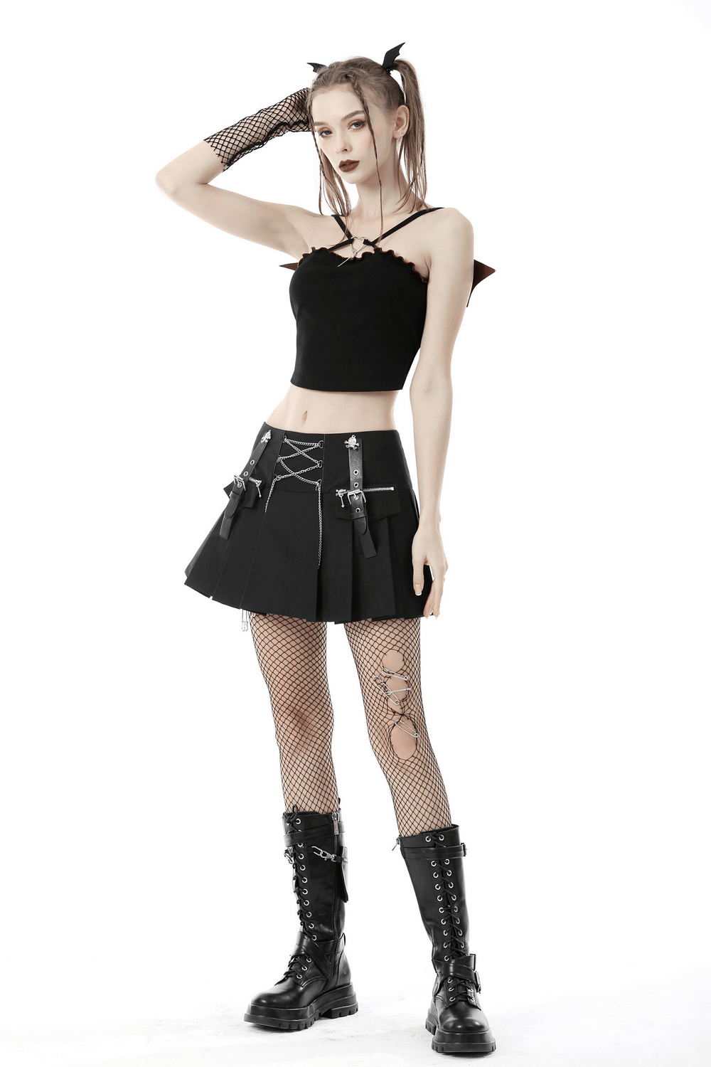 Black Gothic Batwing Crop Top - Punk Rock Style