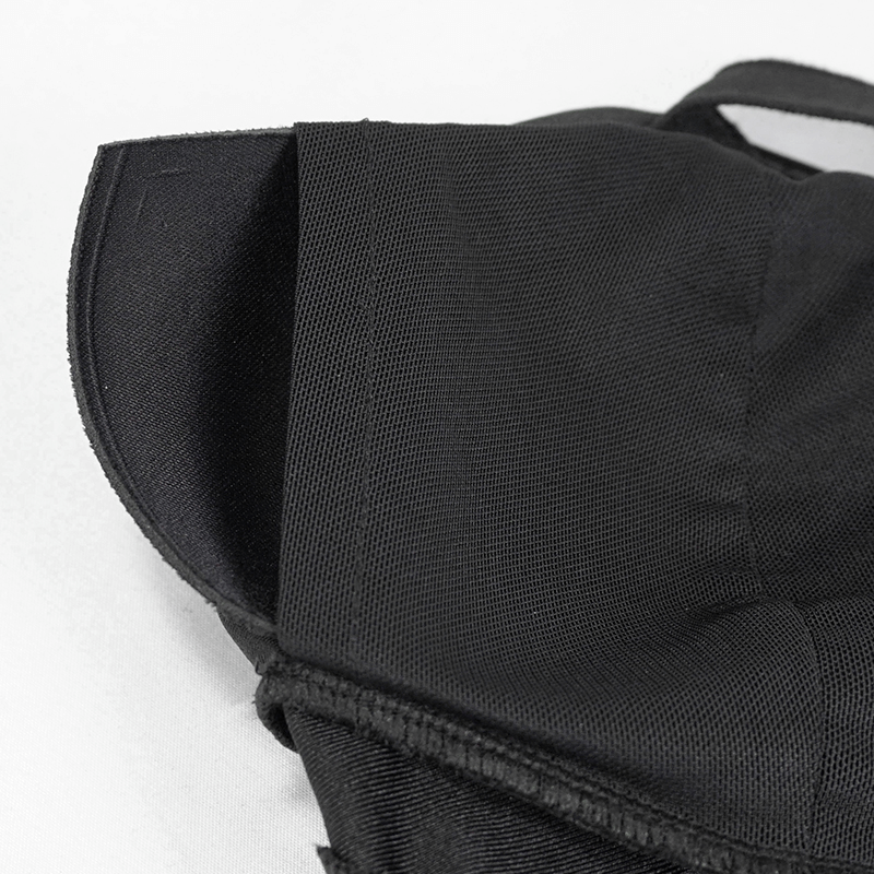 Black Gothic Bikini Top With Lace-up On Neckline / Women's Beach Wear