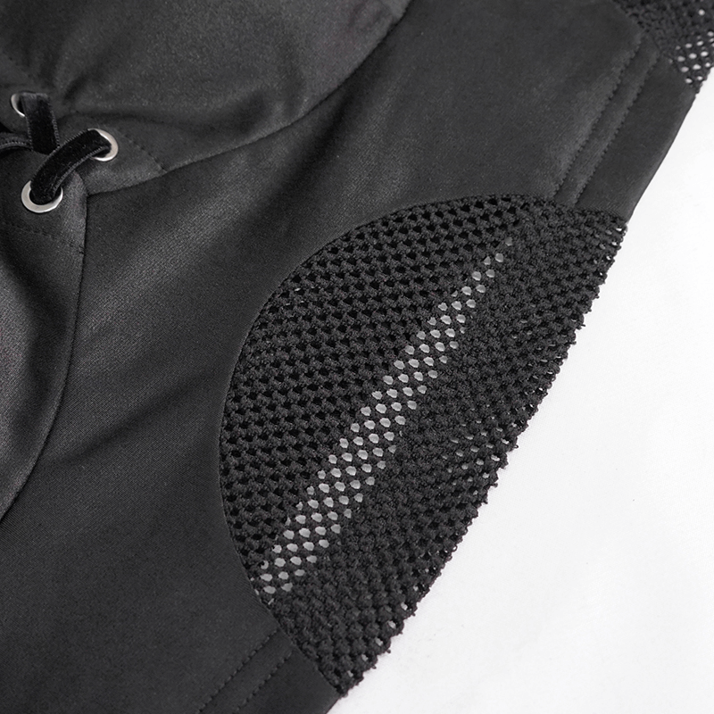 Black Gothic Bikini Top With Lace-up On Neckline / Women's Beach Wear