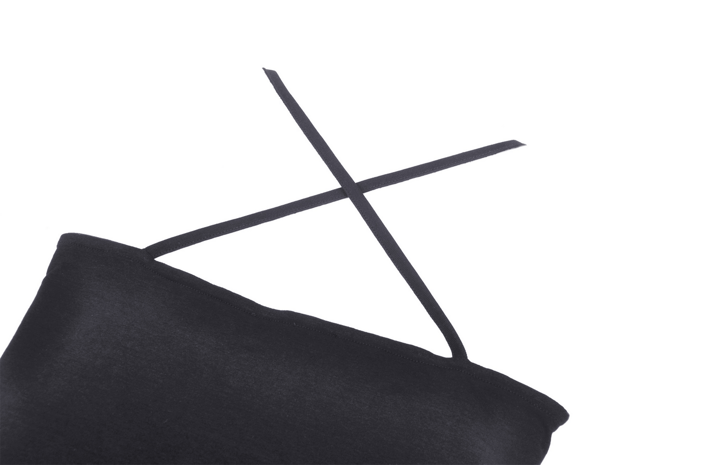 Black Gothic Crop Top with Chain Detail Straps