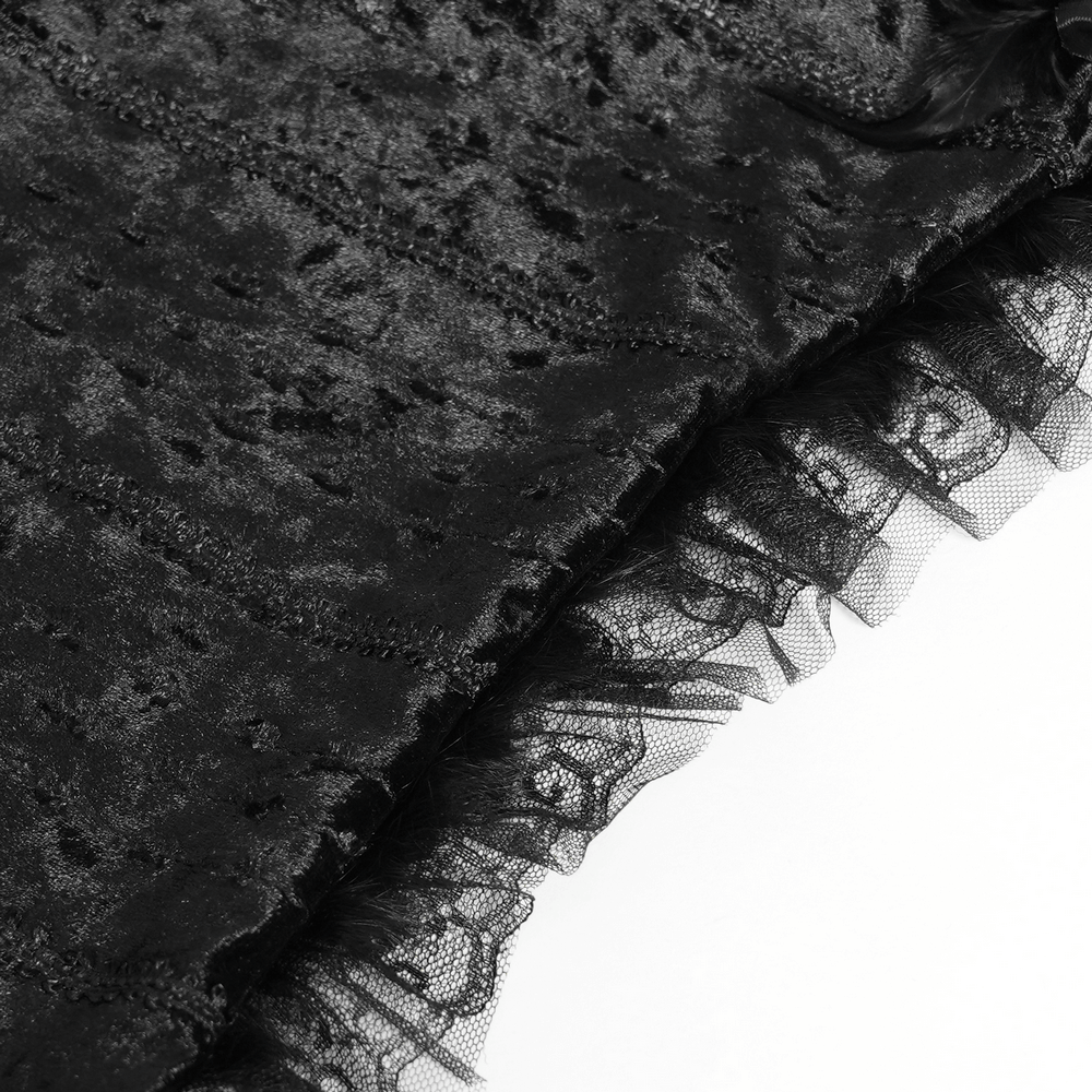 Black Gothic Hooded Lace Cape with Rose Details