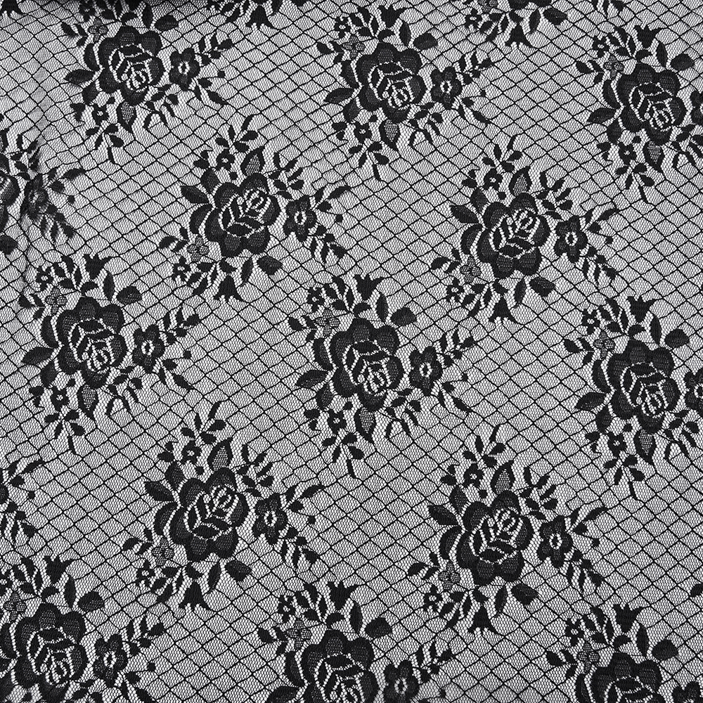 Black Gothic Lace Shorts with High-Low Ruffled Hem