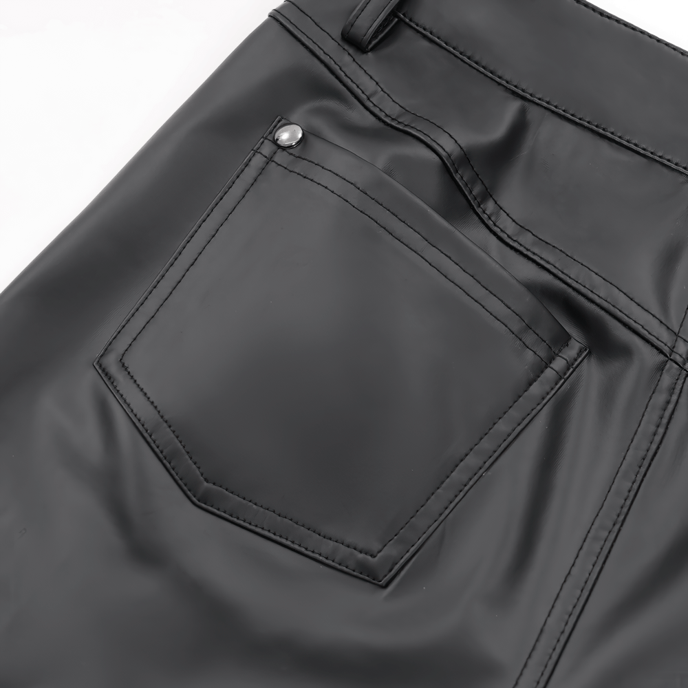 Black Gothic Lace-Up Pants with Grommet Details and Ties