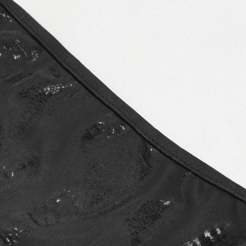 Black Gothic One-Piece Swimsuit with Metal Loops / Alternative Beachwear for Women