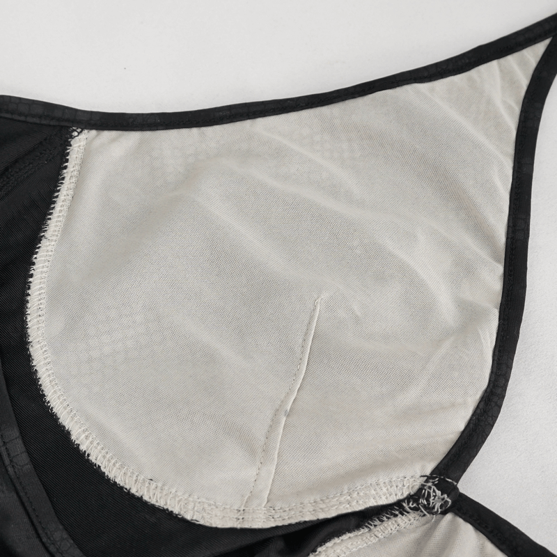 Black Gothic One-Piece Swimsuit with Metal Loops / Alternative Beachwear for Women