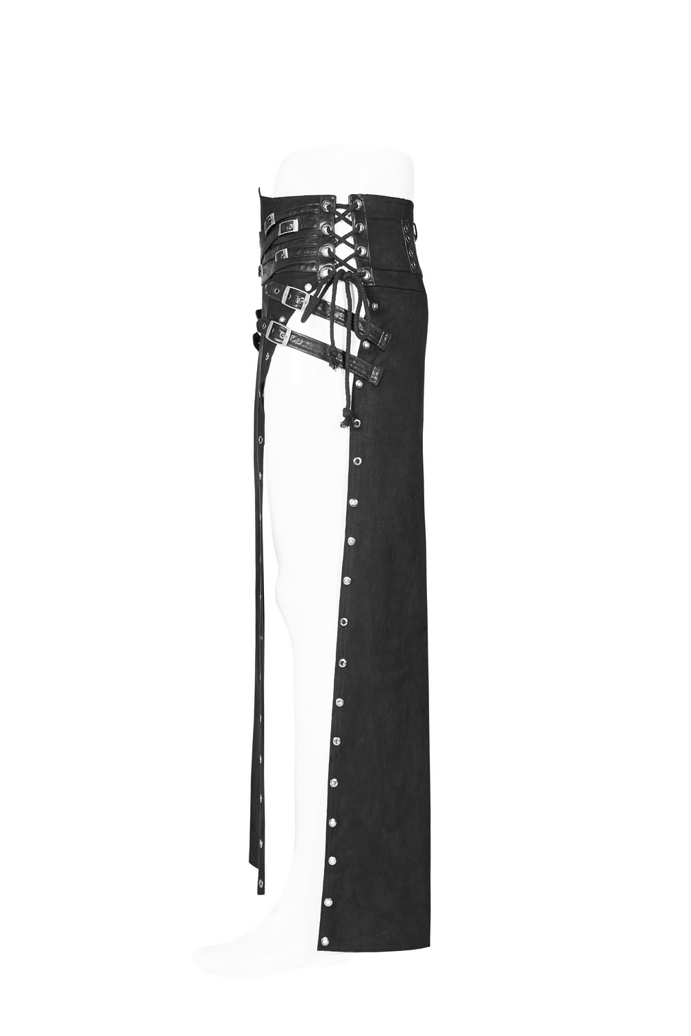 Black Gothic Punk Long Skirt-Kilt with Buckles