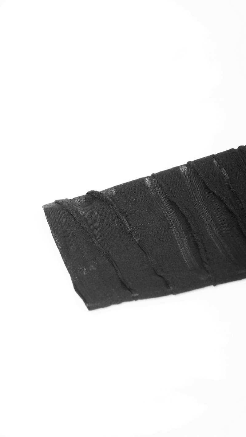 Black Gothic Punk Long Sleeves Hoodie / Men's Transparent Sleeves Top with Buckle