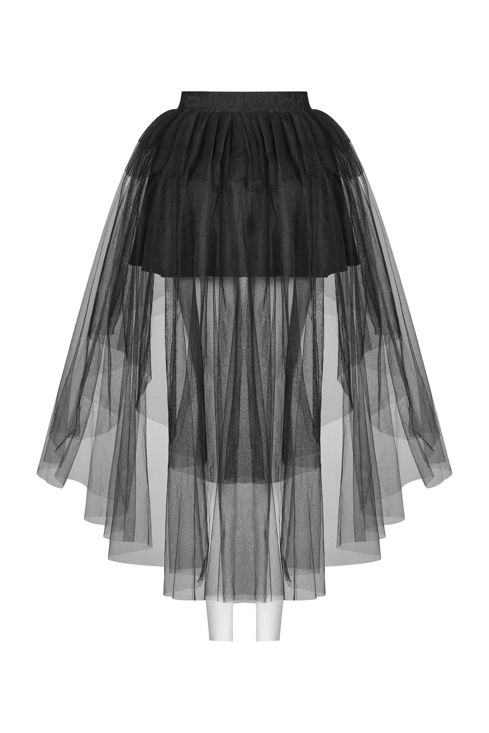 Black Gothic Punk Rave Mesh Victorian Skirt Bustle