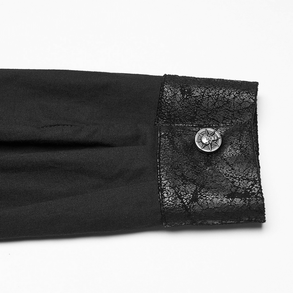 Black Gothic Shirt with Buckle Shoulder and Mesh Detail