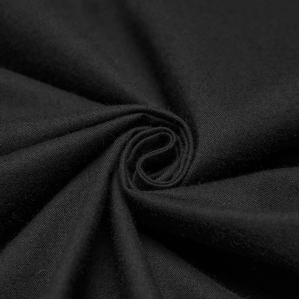 Black Gothic Shirt with Buckle Shoulder and Mesh Detail