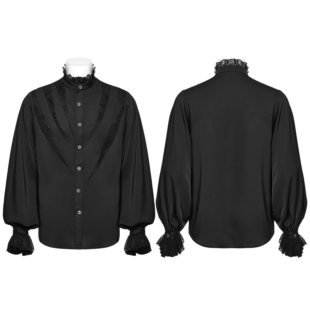 Black Gothic Shirt with Lace and Chiffon Details