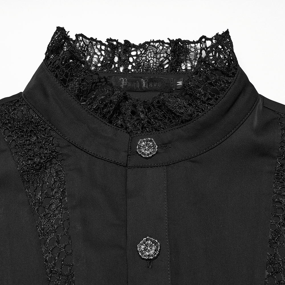 Black Gothic Shirt with Lace and Chiffon Details