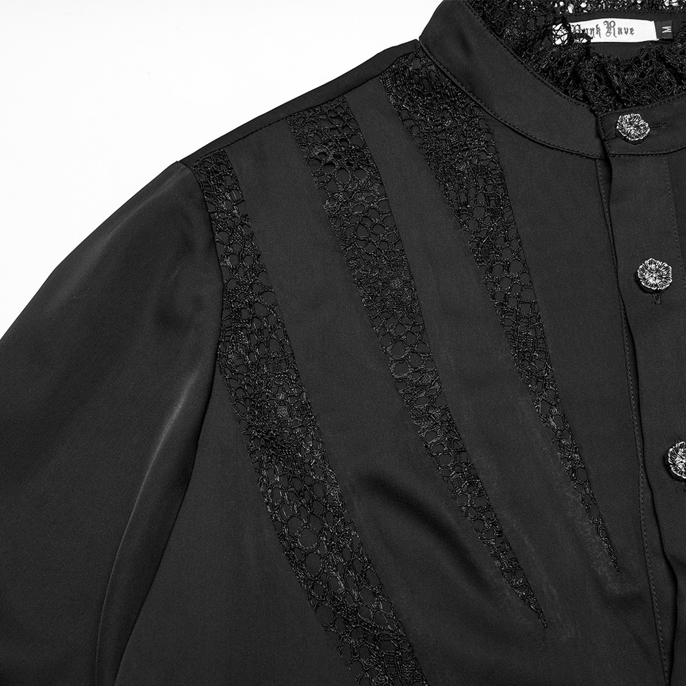 Black Gothic Shirt with Lace and Chiffon Details