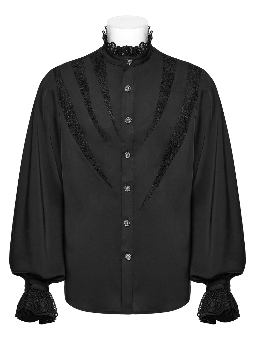Black Gothic Shirt with Lace and Chiffon Details