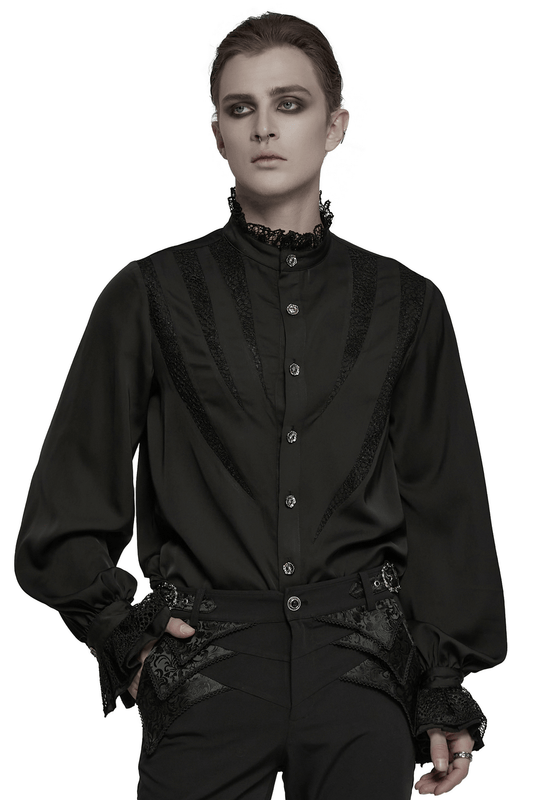 Black Gothic Shirt with Lace and Chiffon Details