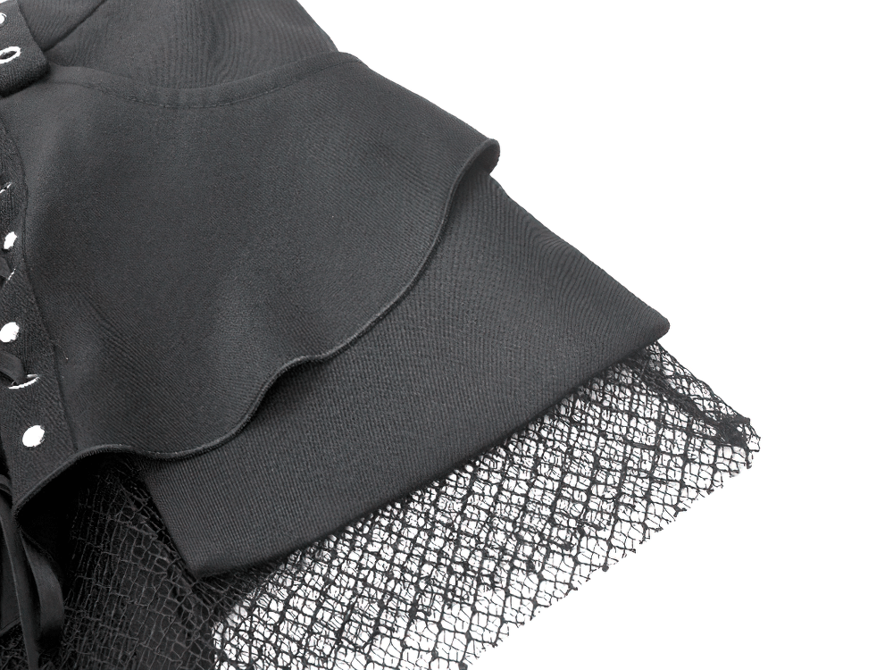 Black Gothic Shorts with Straps and Detachable Flares