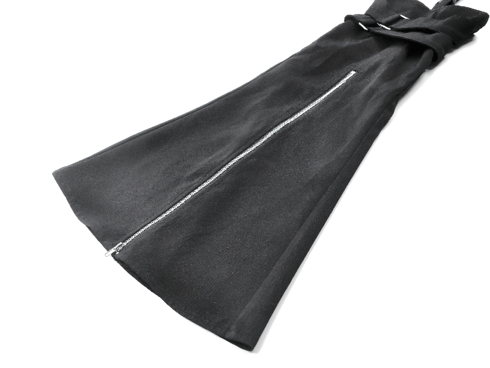 Black Gothic Shorts with Straps and Detachable Flares