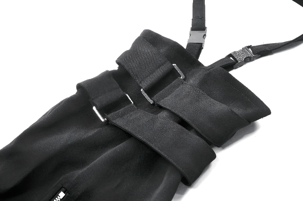 Black Gothic Shorts with Straps and Detachable Flares