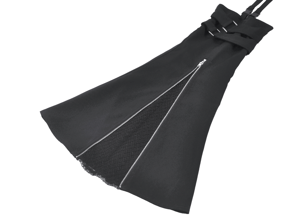 Black Gothic Shorts with Straps and Detachable Flares