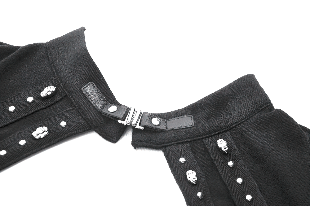 Black Gothic Top with Studded Cross and Cut-Out Design