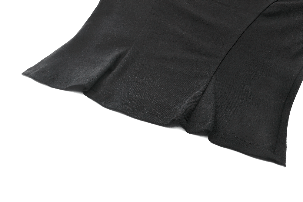 Black Gothic Top with Studded Cross and Cut-Out Design