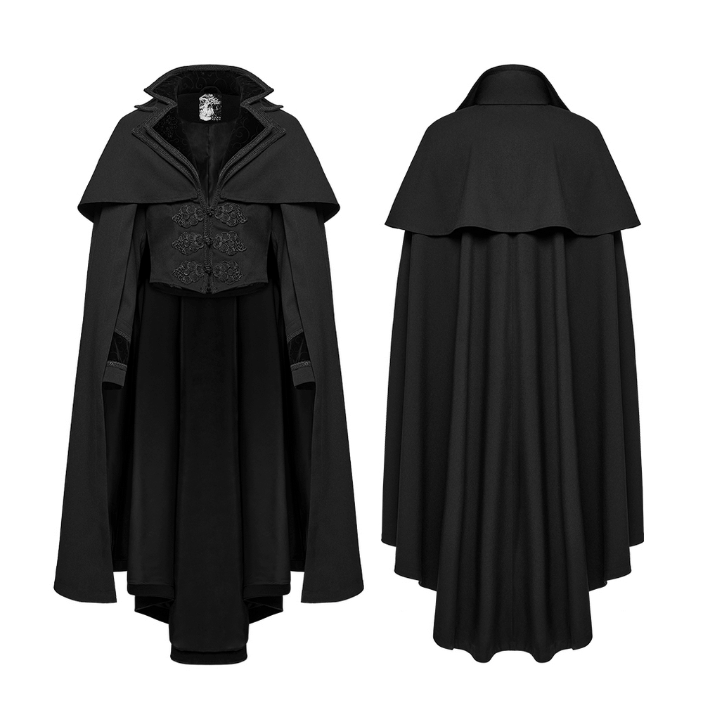 Black Gothic Vampire Cloak with Double Layered Collar