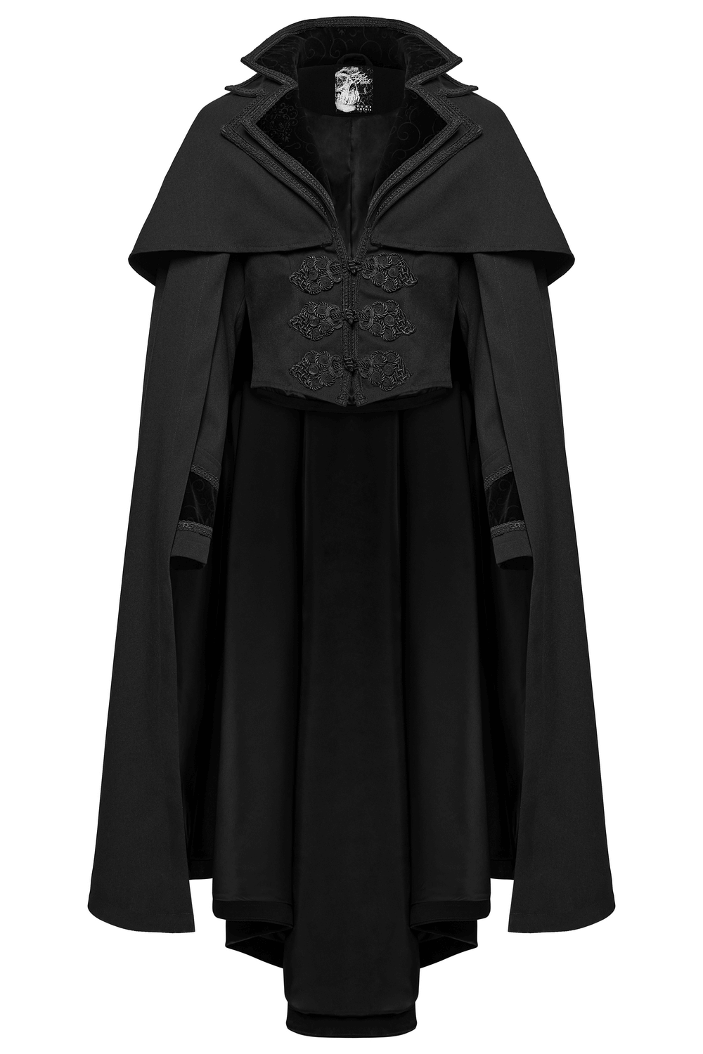 Black Gothic Vampire Cloak with Double Layered Collar