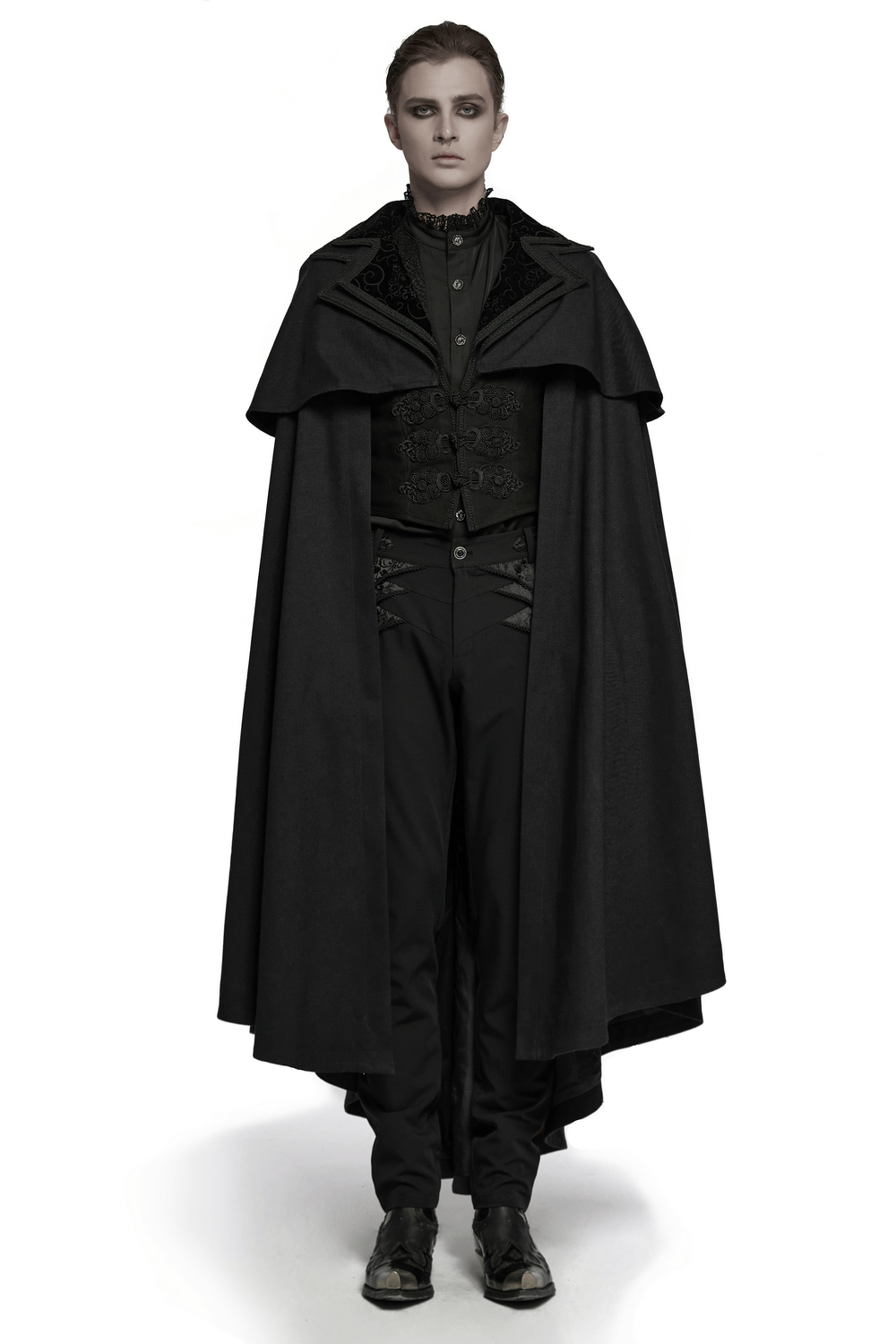 Black Gothic Vampire Cloak with Double Layered Collar
