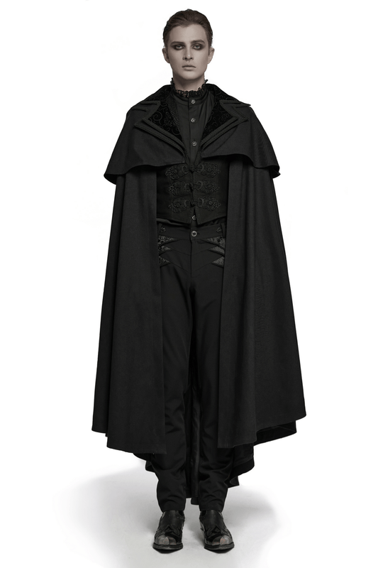 Black Gothic Vampire Cloak with Double Layered Collar