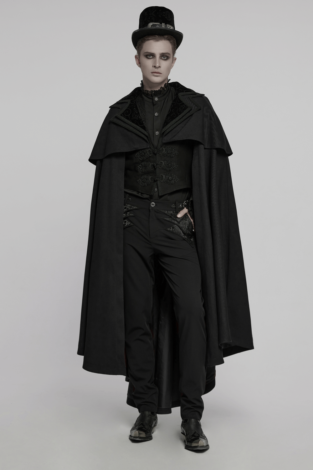 Black Gothic Vampire Cloak with Double Layered Collar