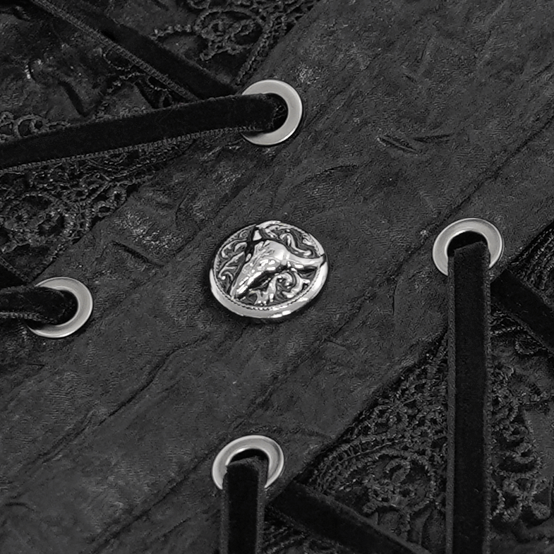 Black Gothic Victorian Lace-Up Shirt with Puff Sleeves