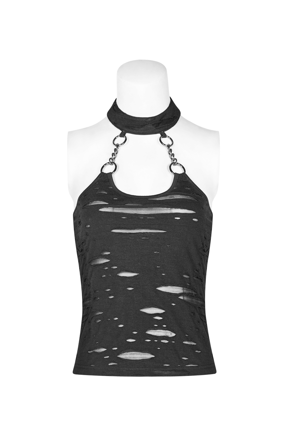 Black Halter Crop Camisole with Chain Neck Detail