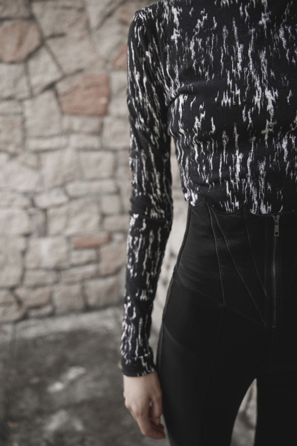 Black High-Waist Faux Leather Bat Wing Leggings