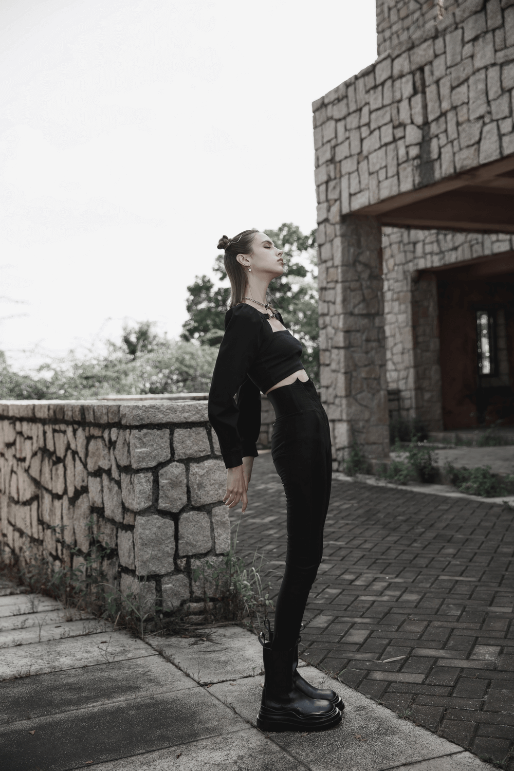 Black High-Waist Faux Leather Bat Wing Leggings