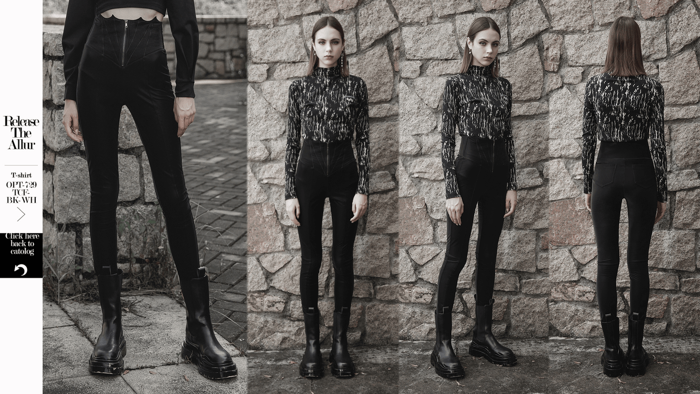 Black High-Waist Faux Leather Bat Wing Leggings