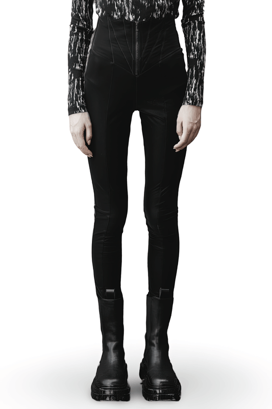 Black High-Waist Faux Leather Bat Wing Leggings