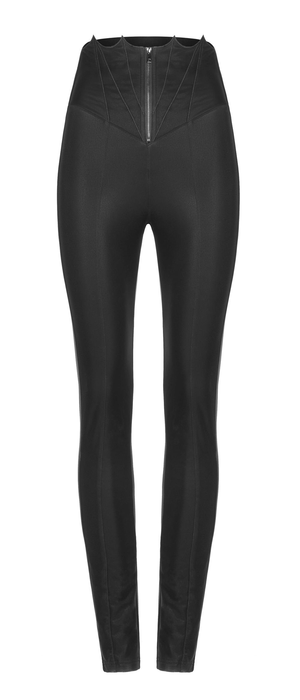 Black High-Waist Faux Leather Bat Wing Leggings