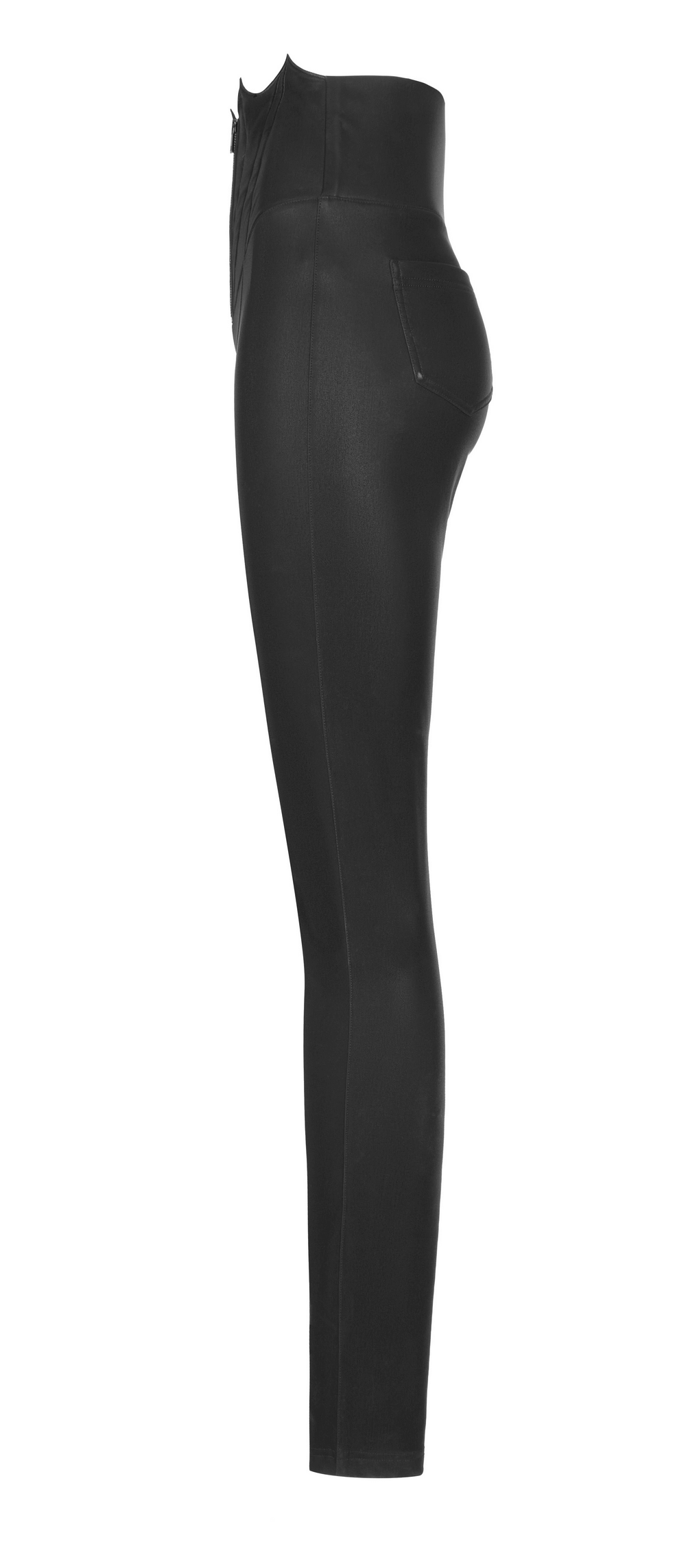 Black High-Waist Faux Leather Bat Wing Leggings