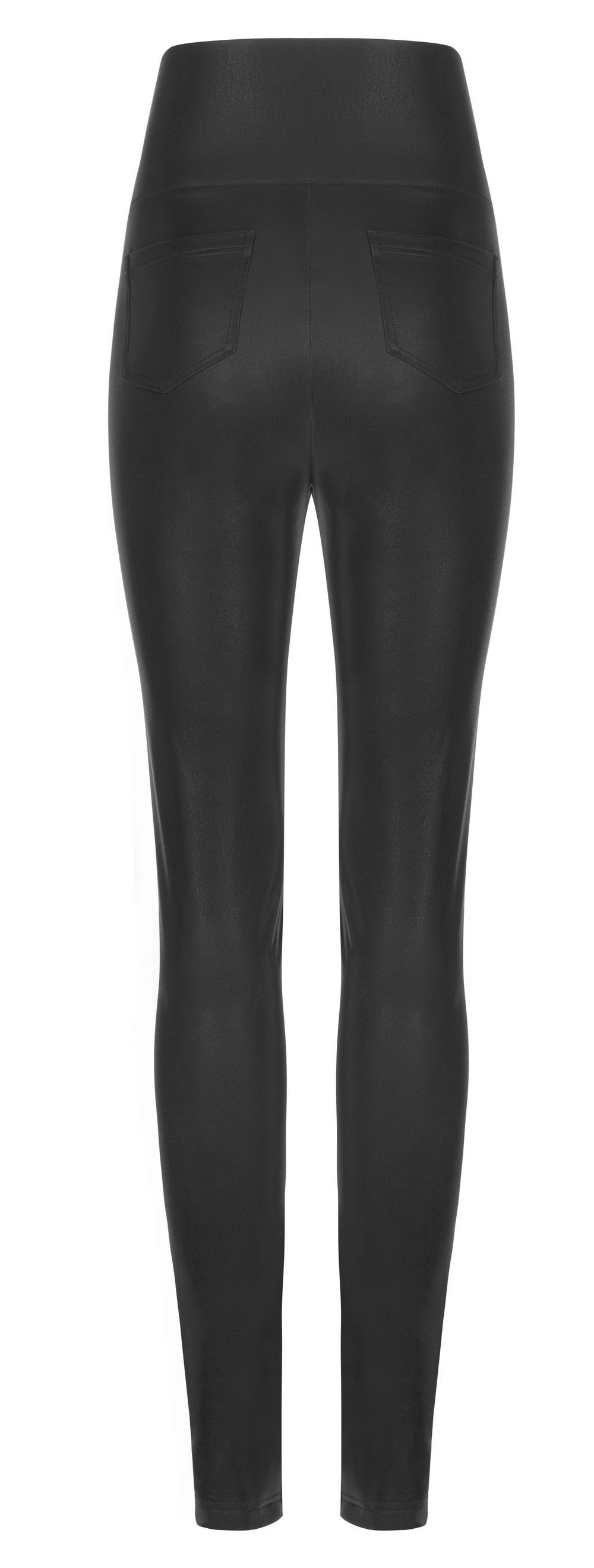 Black High-Waist Faux Leather Bat Wing Leggings
